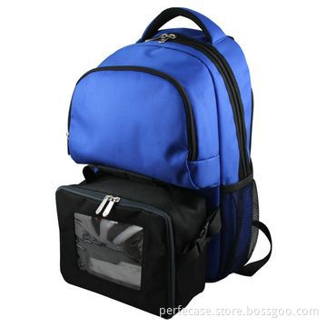Laptop backpack, 15.6 inches, blue with black, detachable lunch bag, specially for kids